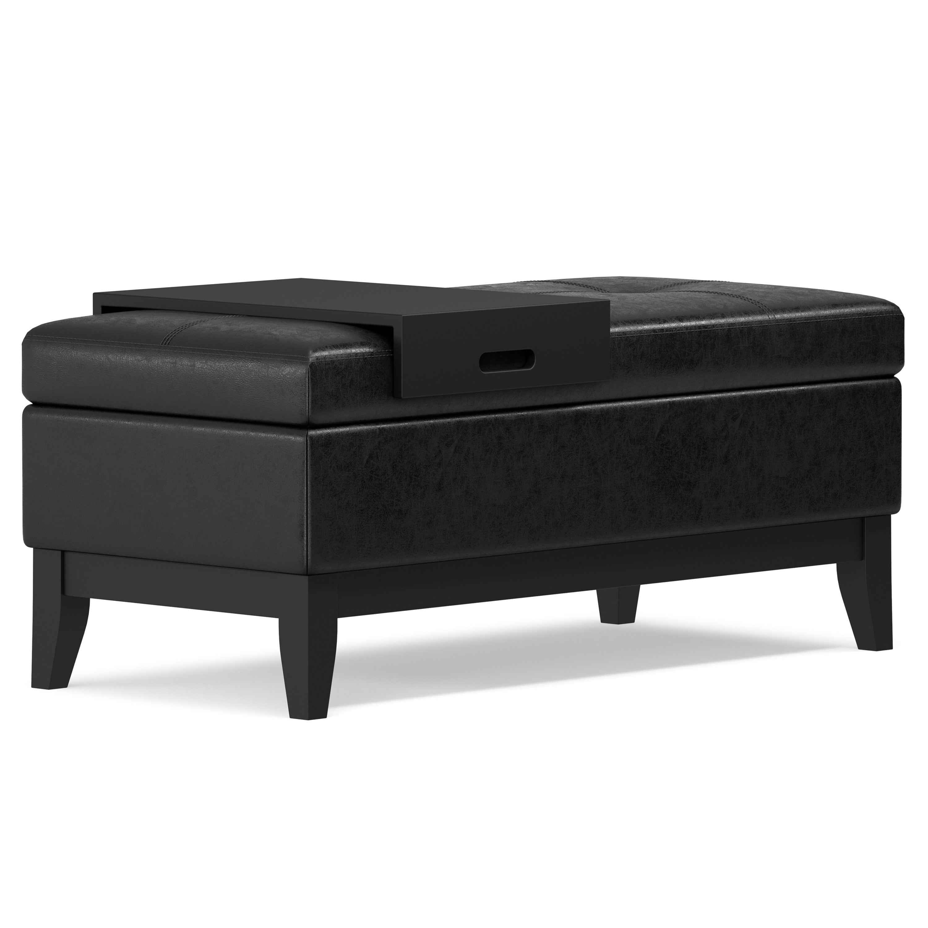 42" Dark Brown and Black Upholstery Storage Ottoman