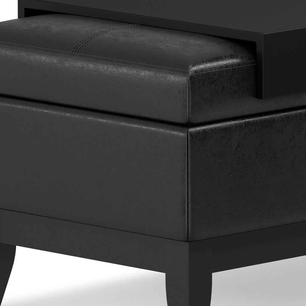 42" Dark Brown and Black Upholstery Storage Ottoman