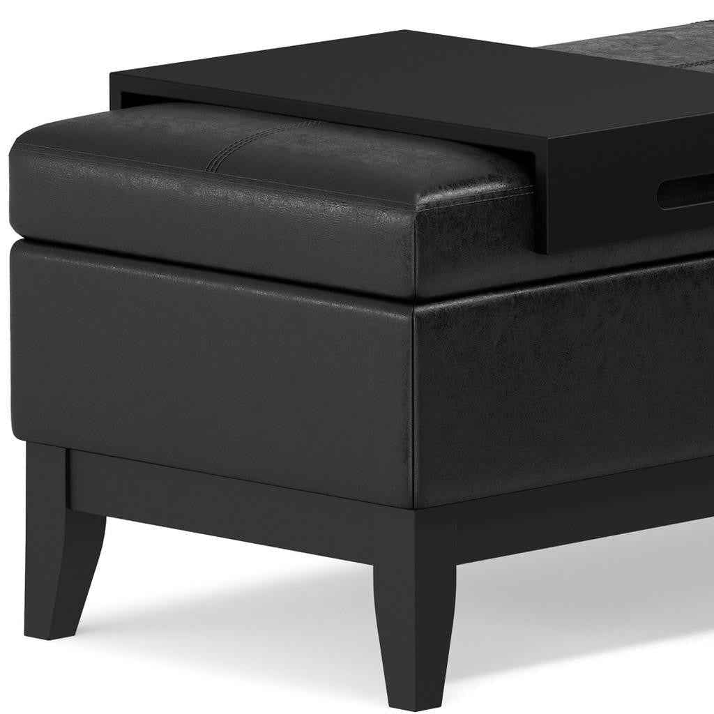 42" Dark Brown and Black Upholstery Storage Ottoman