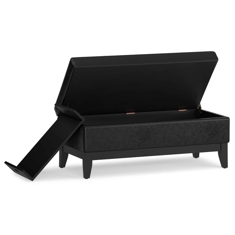 42" Dark Brown and Black Upholstery Storage Ottoman