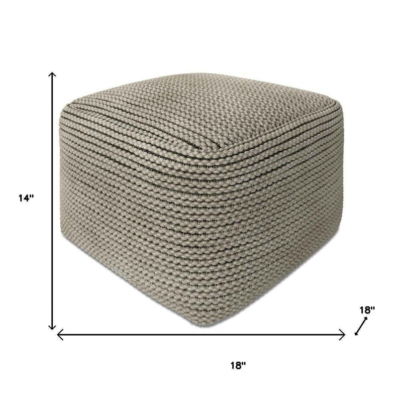 18" Brown Fabric Pouf Ottoman