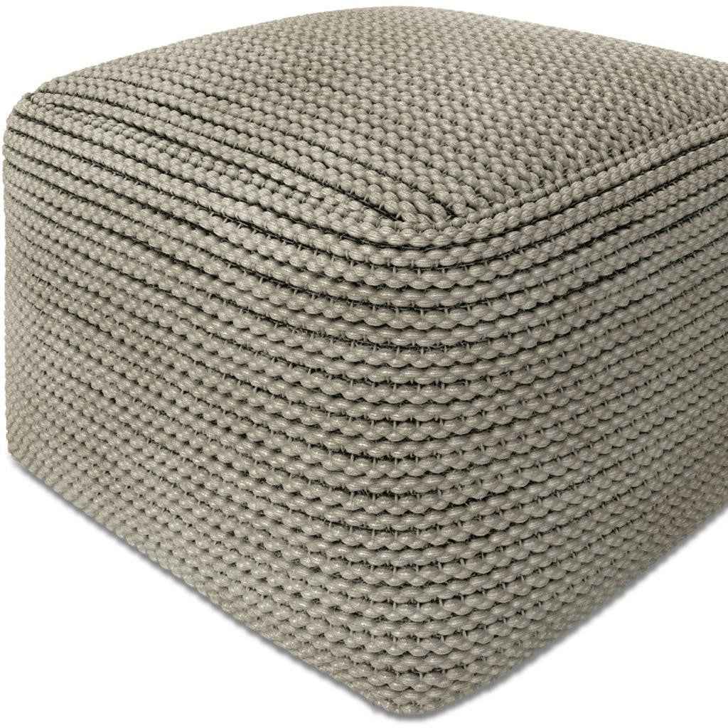 18" Brown Fabric Pouf Ottoman