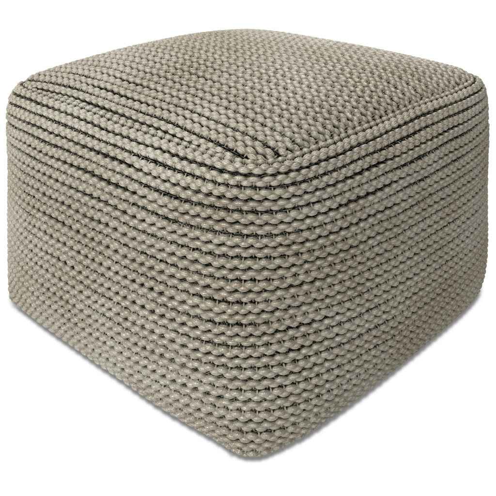 18" Brown Fabric Pouf Ottoman