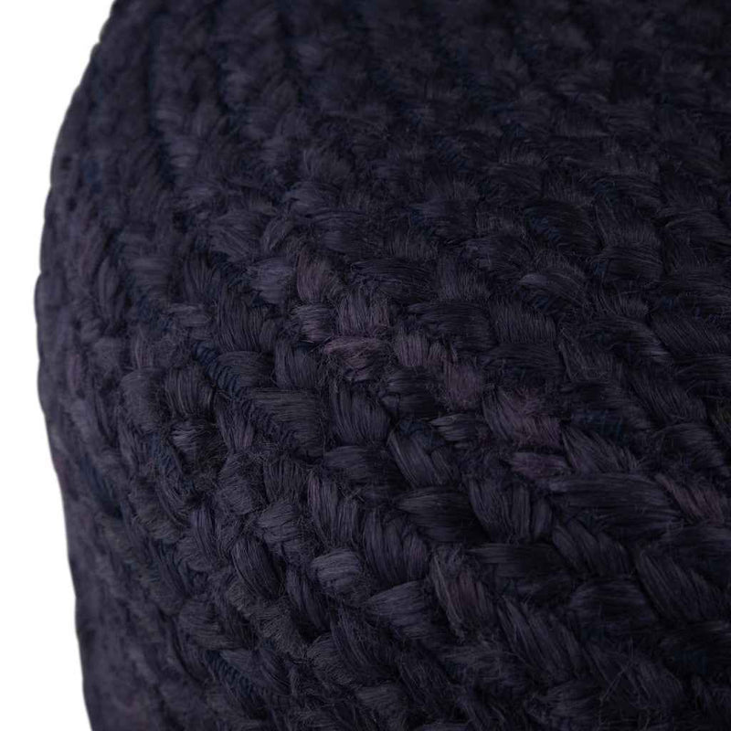 18" Blue Jute Round Pouf Ottoman