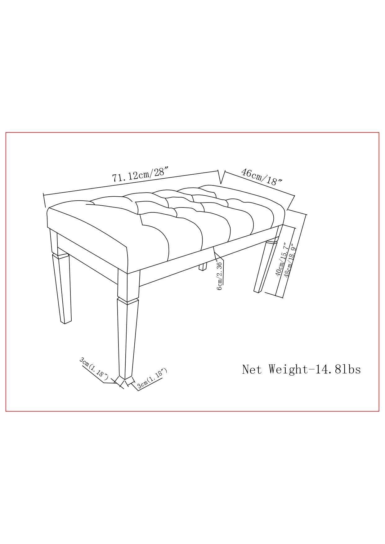 28" Natural and Brown Fabric Ottoman
