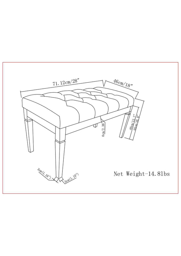 28" Natural and Brown Fabric Ottoman