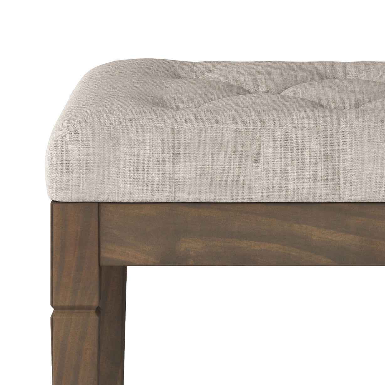 28" Natural and Brown Fabric Ottoman