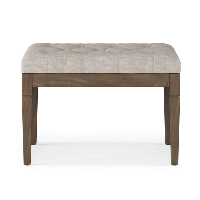 28" Natural and Brown Fabric Ottoman