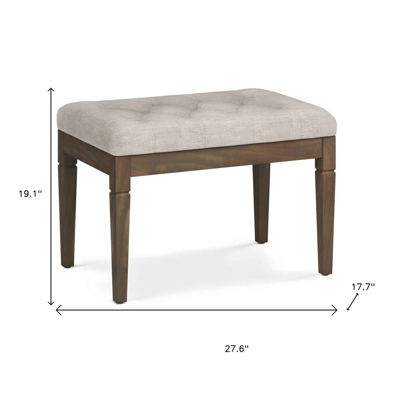 28" Natural and Brown Fabric Ottoman