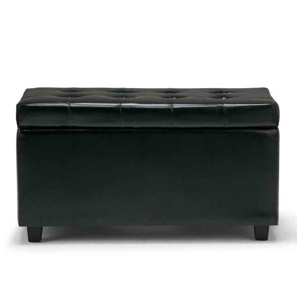 34" Dark Brown and Black Upholstery Storage Ottoman