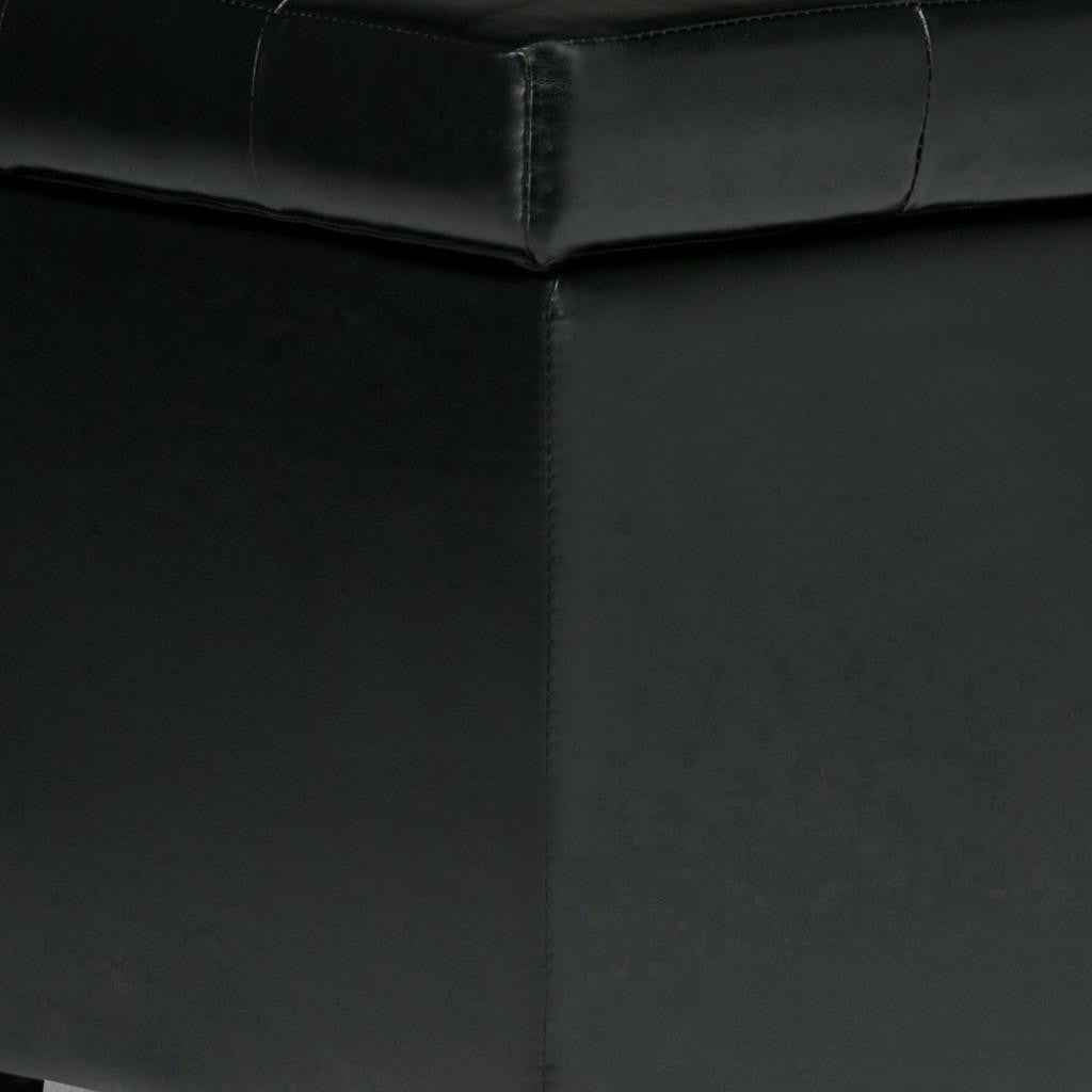 34" Dark Brown and Black Upholstery Storage Ottoman