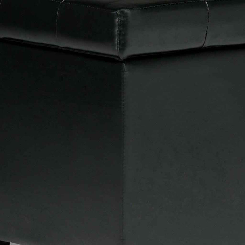 34" Dark Brown and Black Upholstery Storage Ottoman