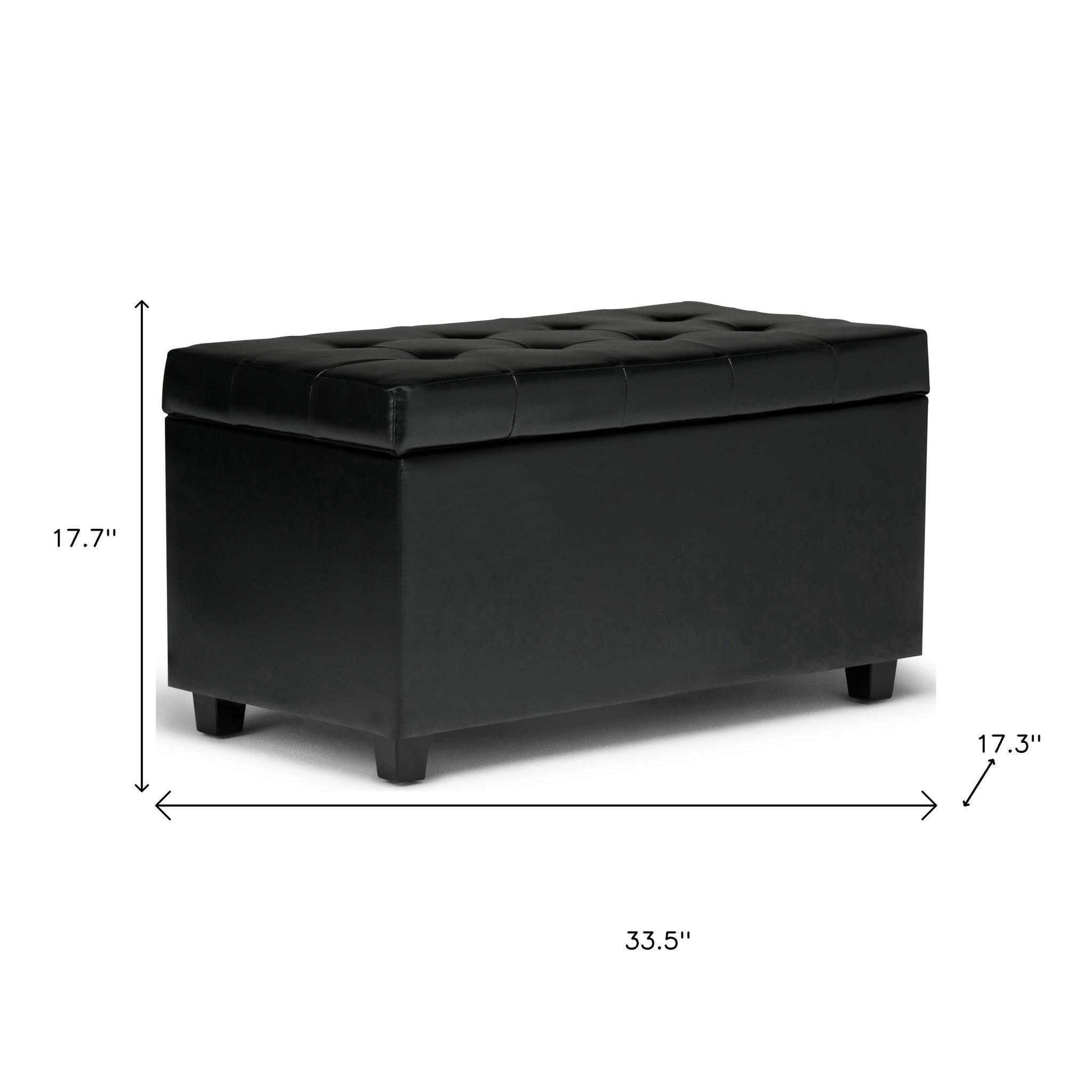 34" Dark Brown and Black Upholstery Storage Ottoman - GreatEagleInc