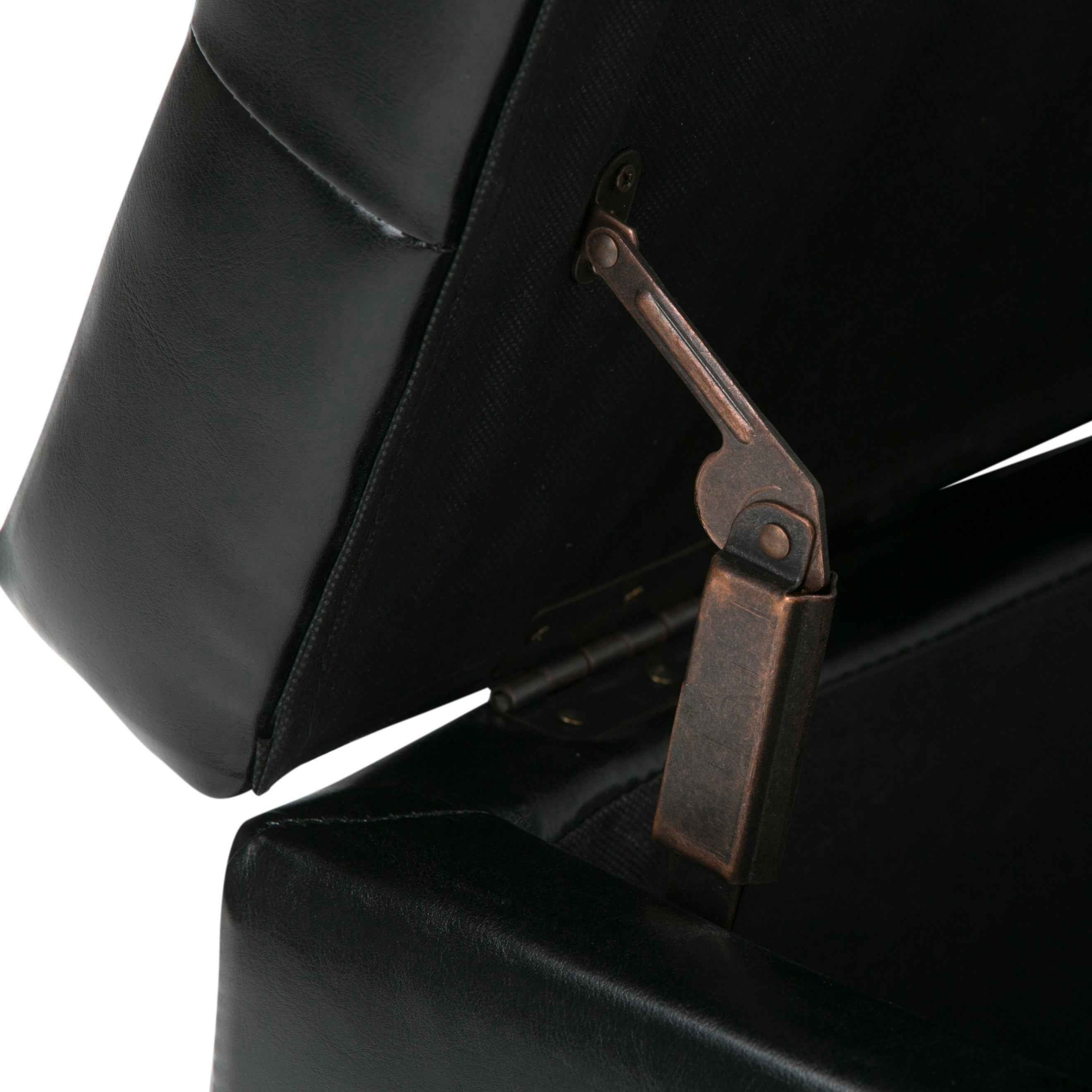 34" Dark Brown and Black Upholstery Storage Ottoman