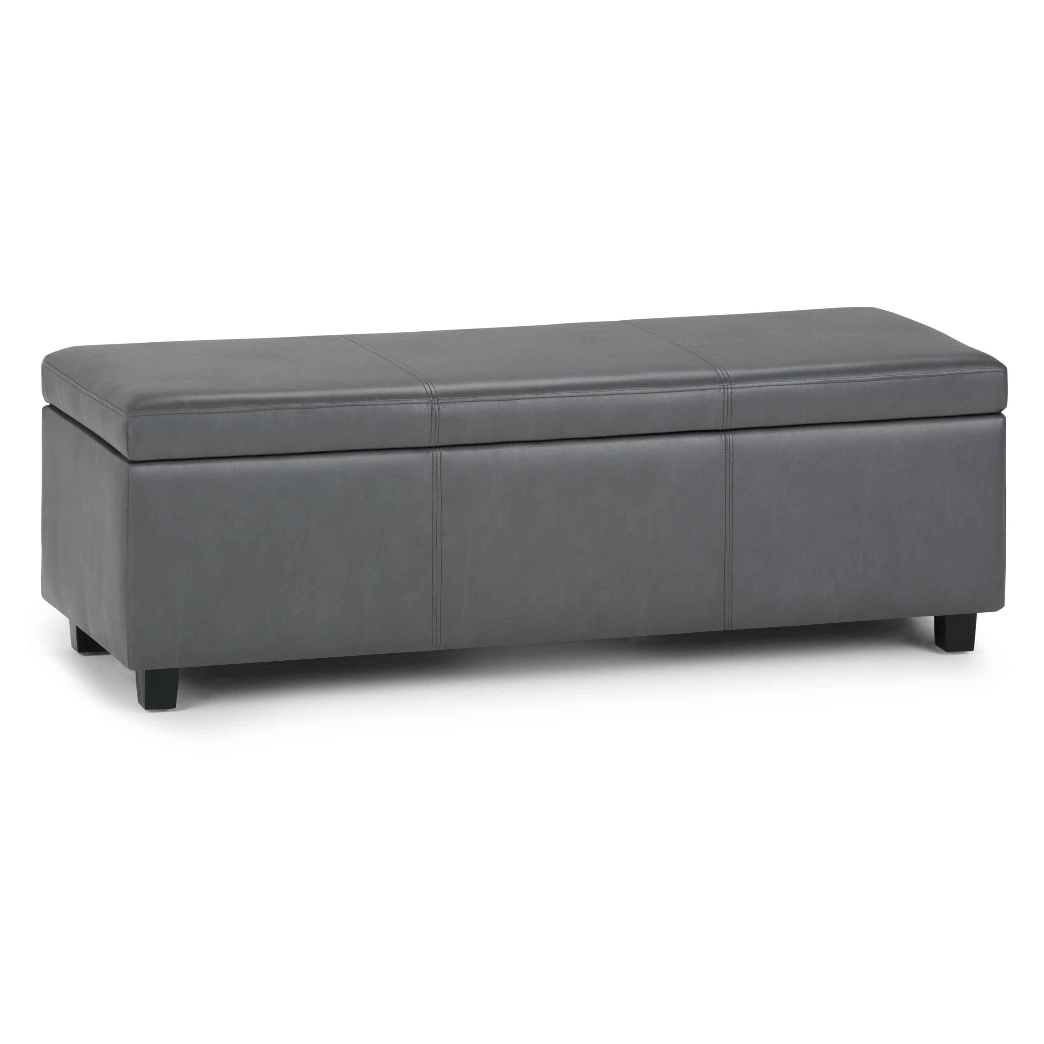 48" Dark Brown and Gray Upholstery Storage Ottoman