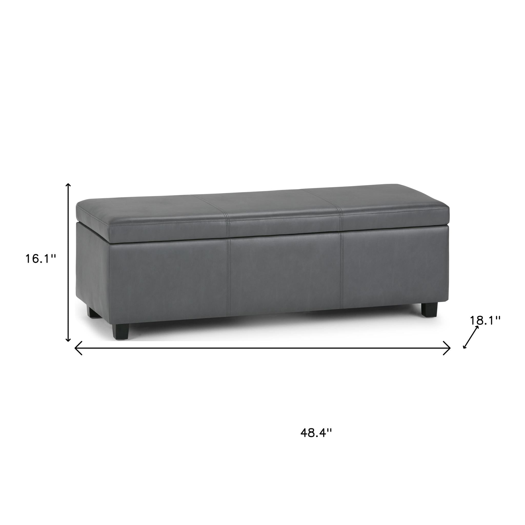 48" Dark Brown and Gray Upholstery Storage Ottoman - GreatEagleInc