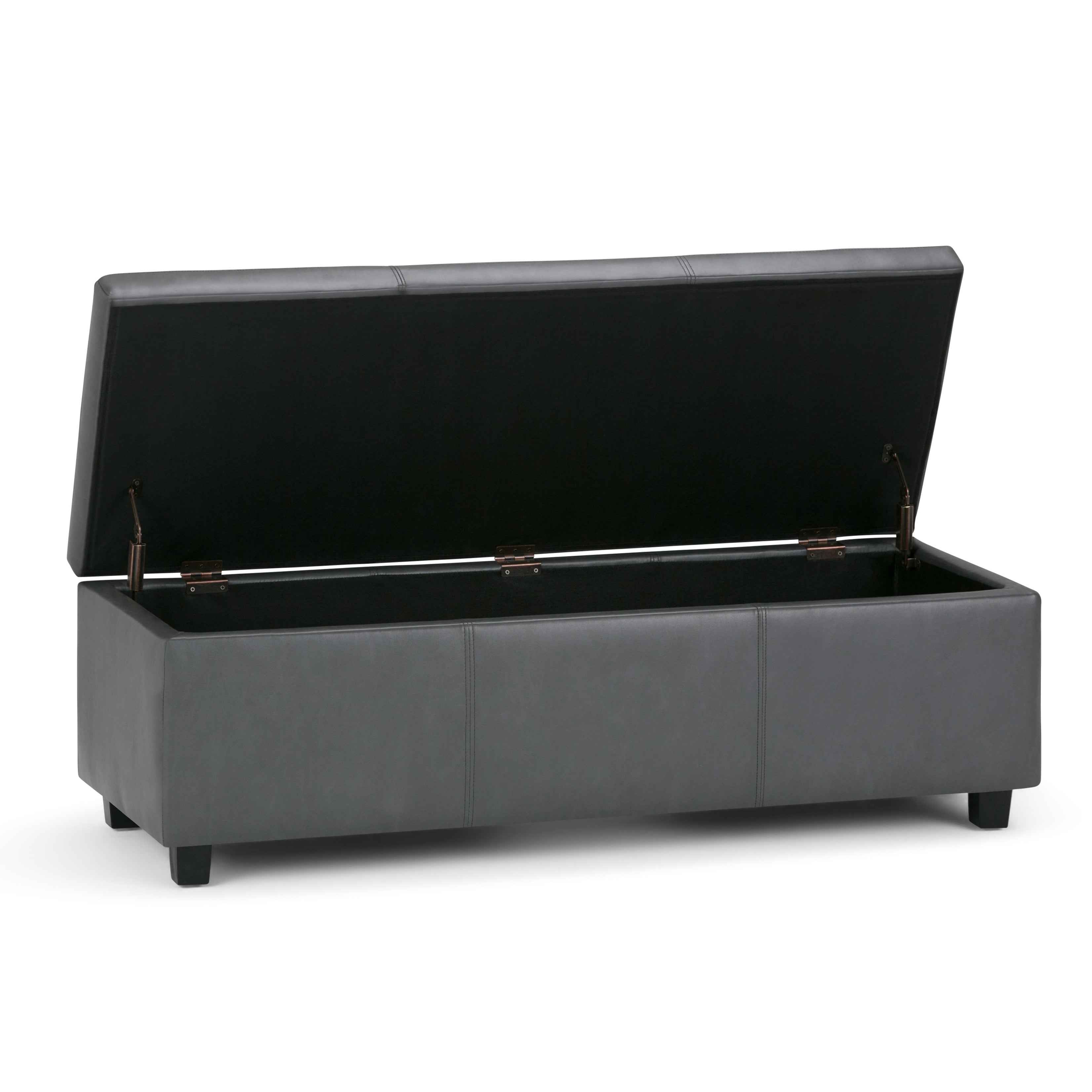 48" Dark Brown and Gray Upholstery Storage Ottoman