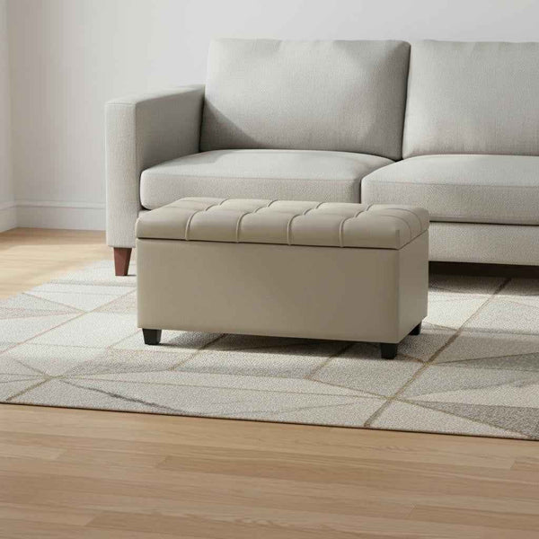 33" Espresso and Cream Upholstery Storage Ottoman