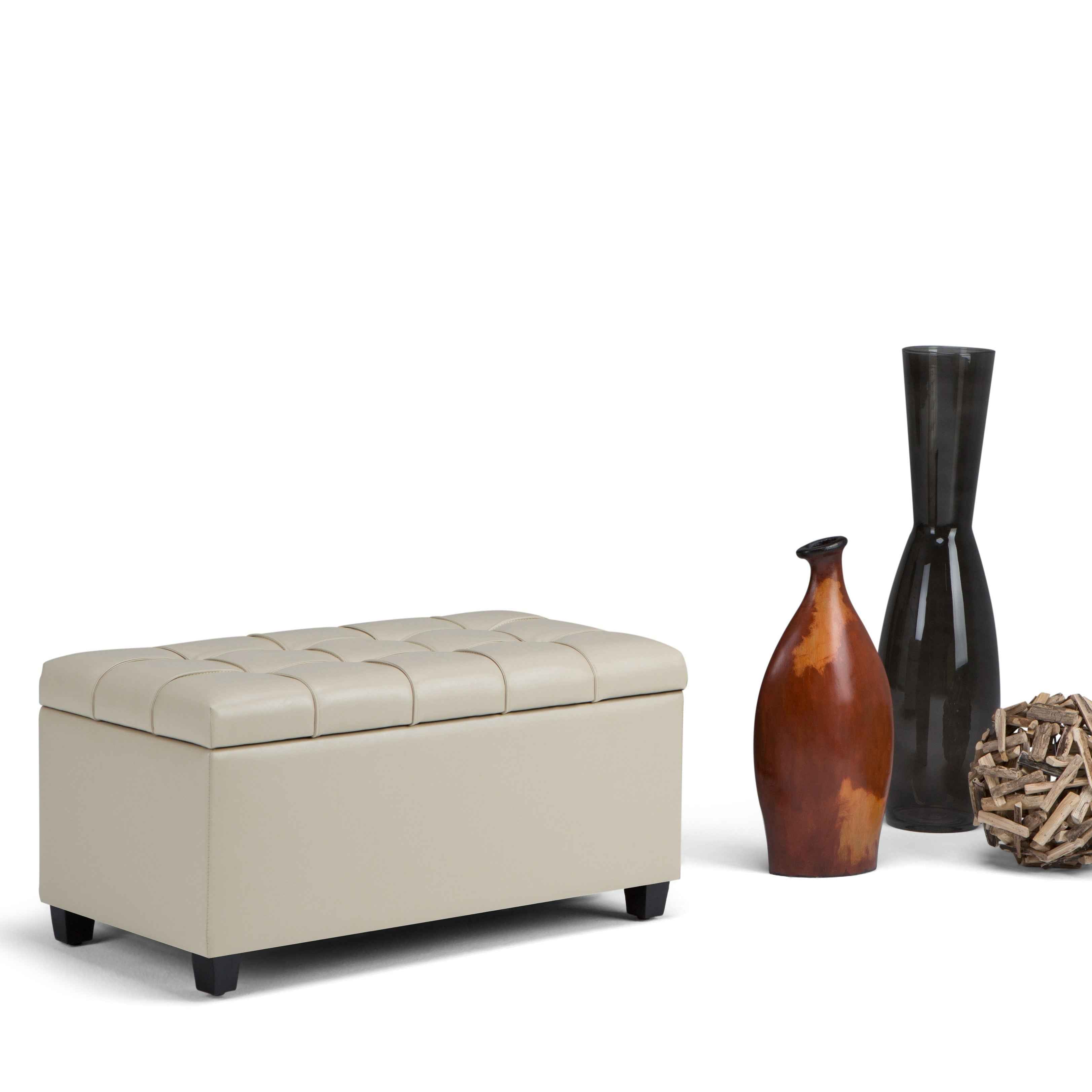 33" Espresso and Cream Upholstery Storage Ottoman