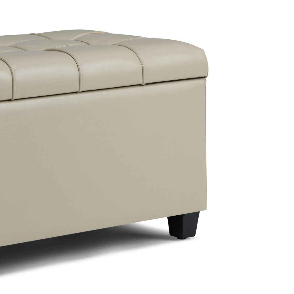 33" Espresso and Cream Upholstery Storage Ottoman