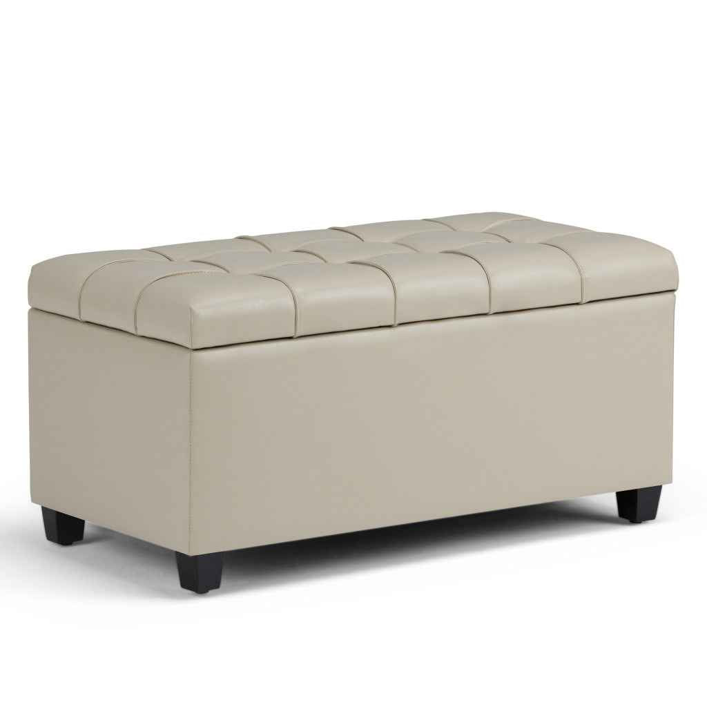 33" Espresso and Cream Upholstery Storage Ottoman