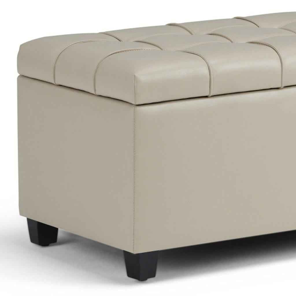 33" Espresso and Cream Upholstery Storage Ottoman