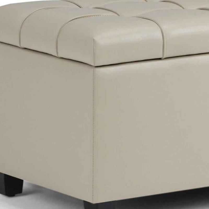 33" Espresso and Cream Upholstery Storage Ottoman