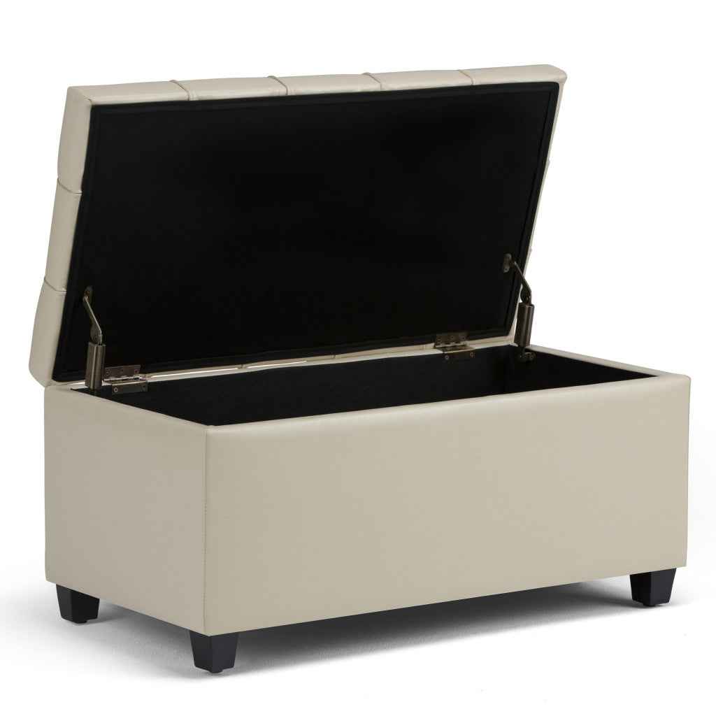 33" Espresso and Cream Upholstery Storage Ottoman