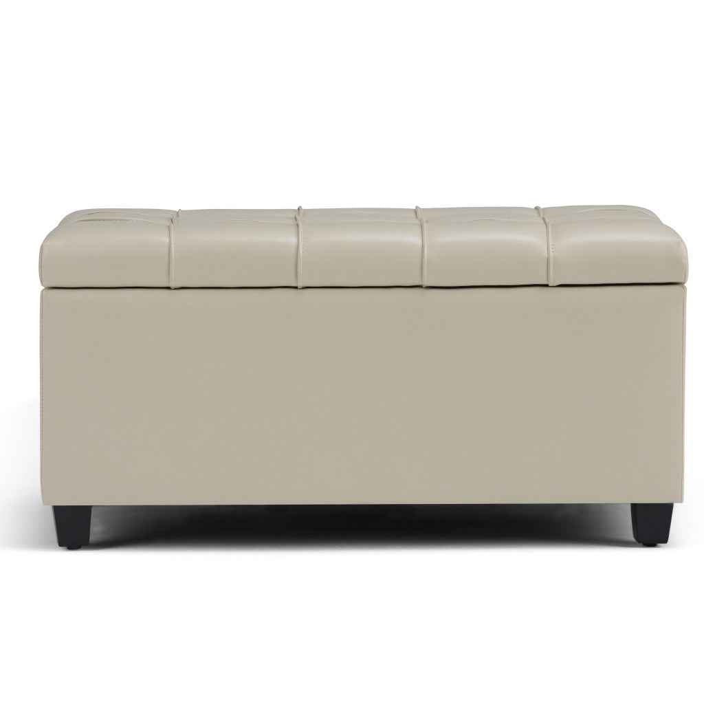 33" Espresso and Cream Upholstery Storage Ottoman