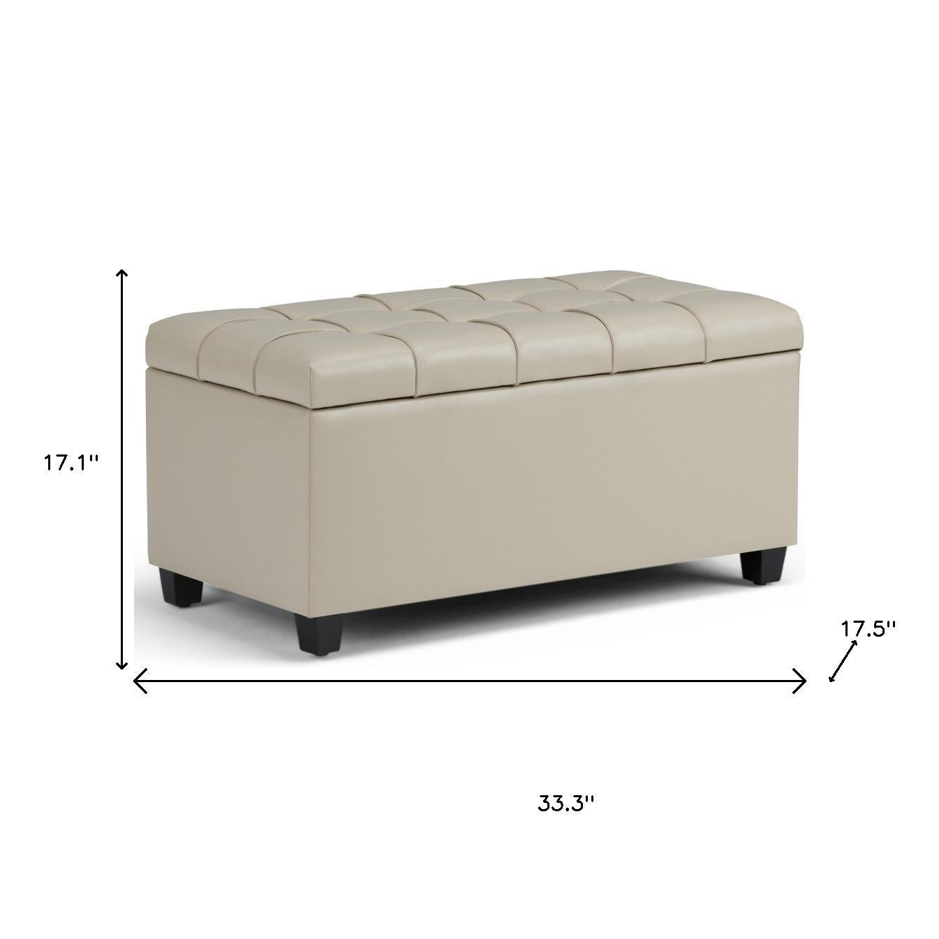 33" Espresso and Cream Upholstery Storage Ottoman - GreatEagleInc