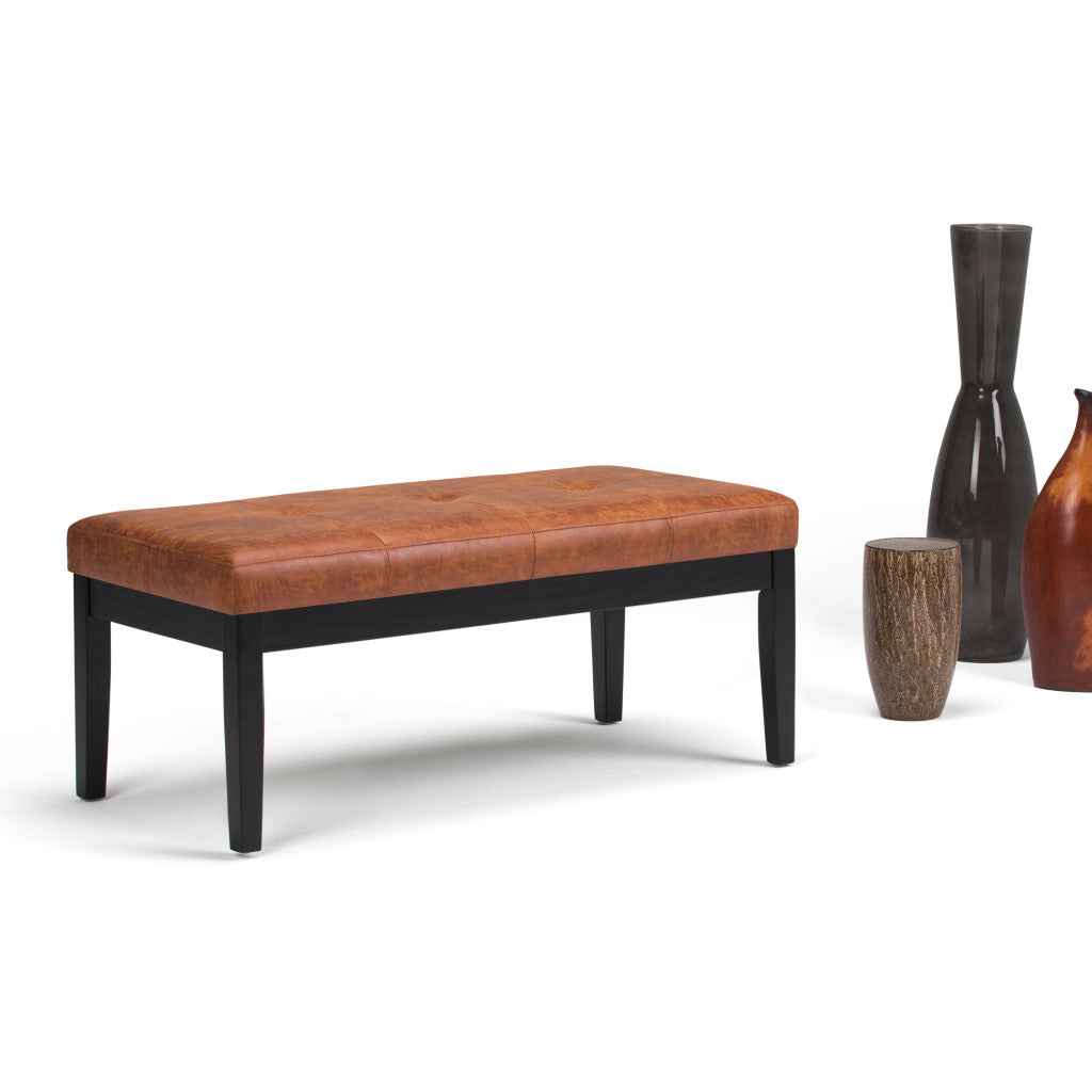 41" Brown and Espresso Leather Ottoman