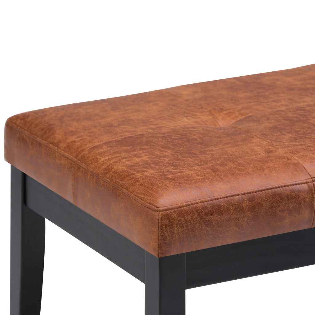 41" Brown and Espresso Leather Ottoman