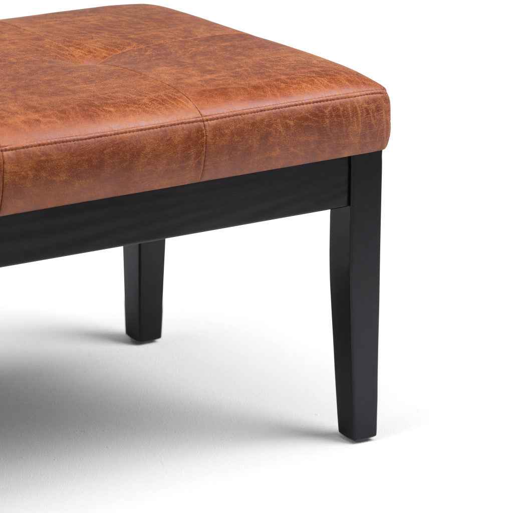 41" Brown and Espresso Leather Ottoman