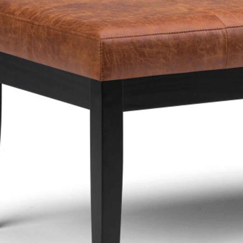 41" Brown and Espresso Leather Ottoman