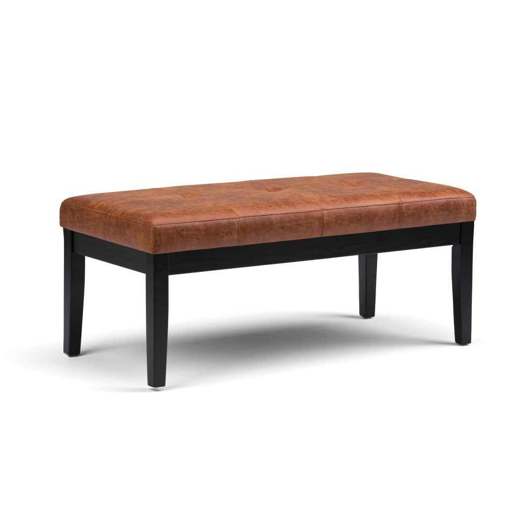 41" Brown and Espresso Leather Ottoman