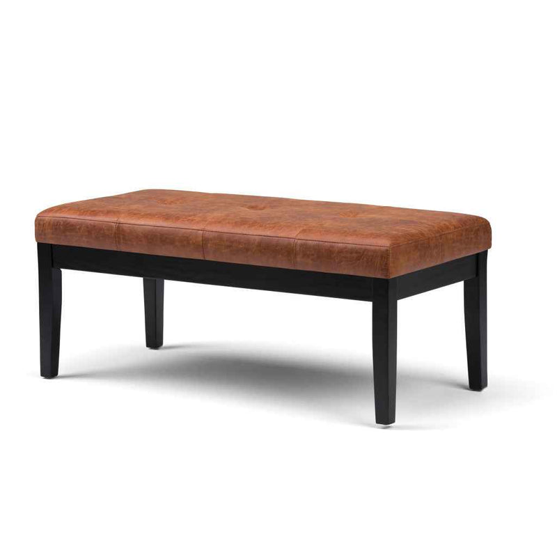 41" Brown and Espresso Leather Ottoman