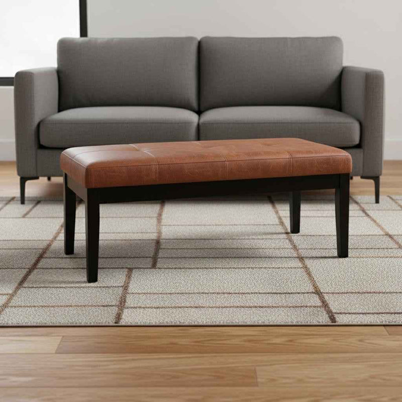 41" Brown and Espresso Leather Ottoman