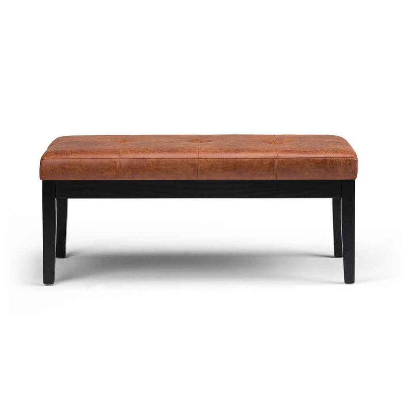 41" Brown and Espresso Leather Ottoman