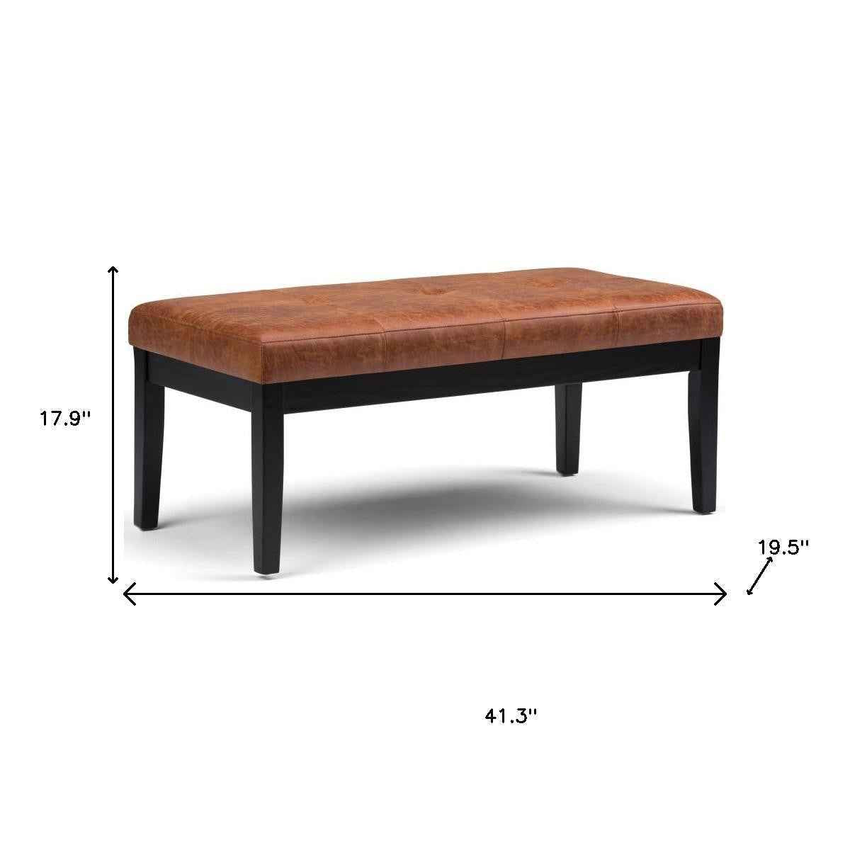 41" Brown and Espresso Leather Ottoman