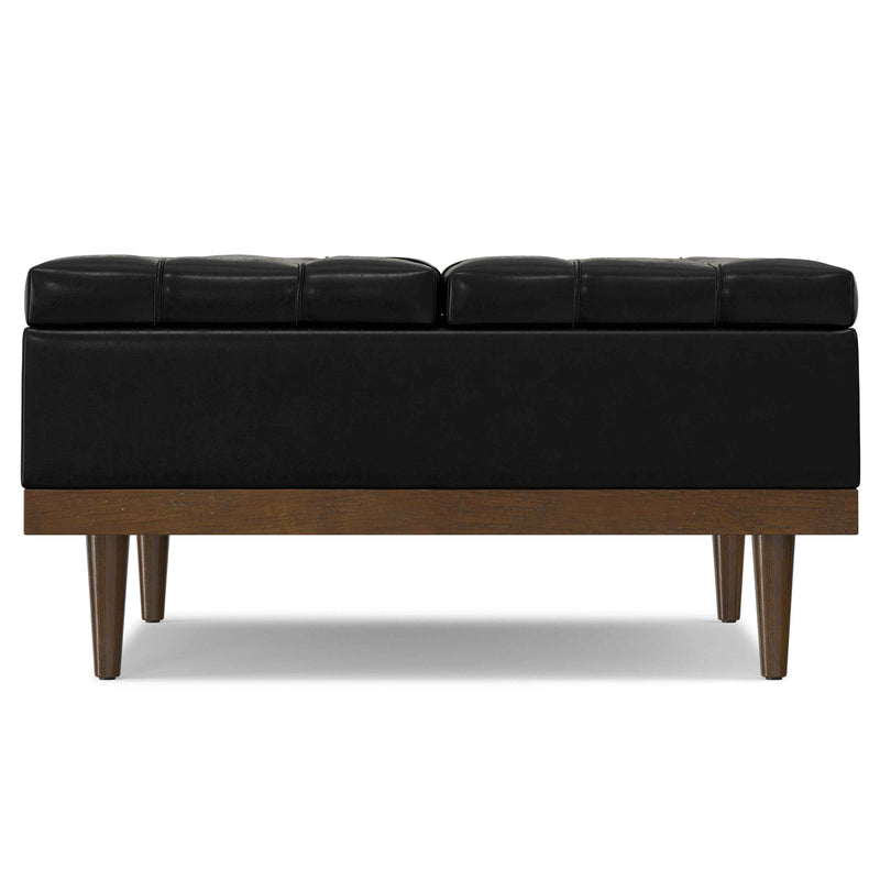 36" Walnut and Black Upholstery Storage Ottoman