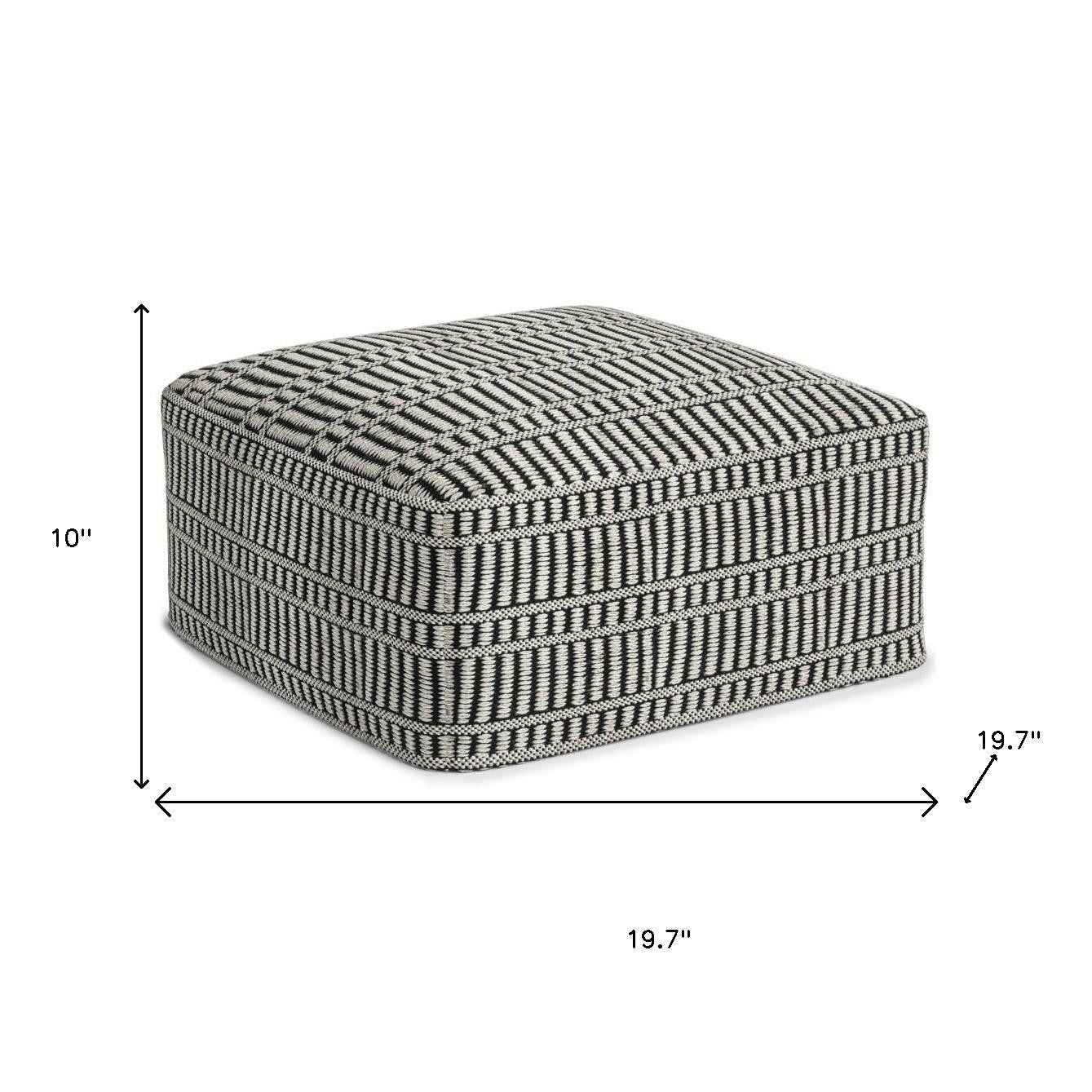 20" Black Fabric Pouf Ottoman