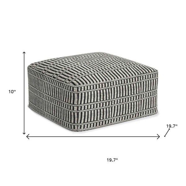 20" Black Fabric Pouf Ottoman