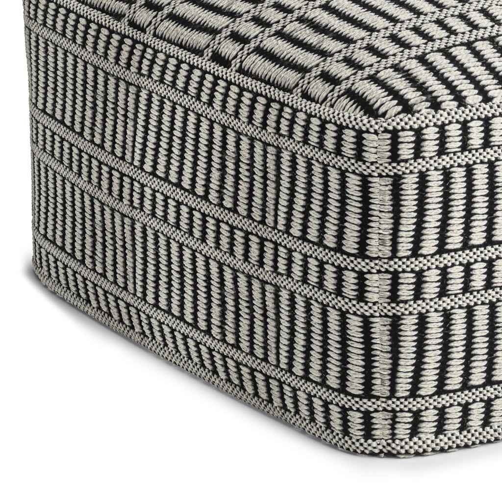 20" Black Fabric Pouf Ottoman