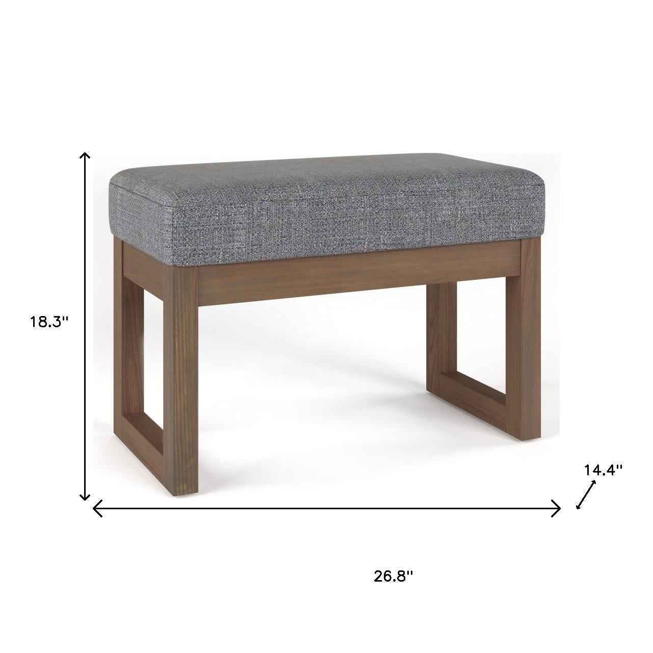 27" Gray and Brown Fabric Footstool