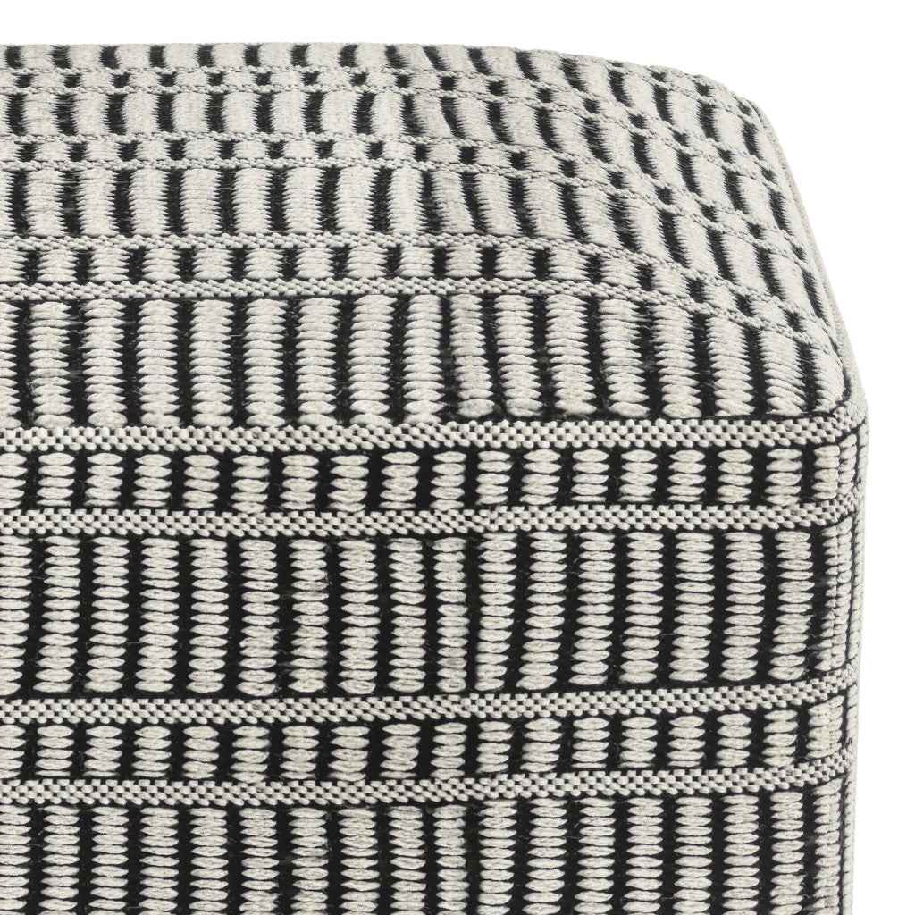 20" Black Fabric Pouf Ottoman