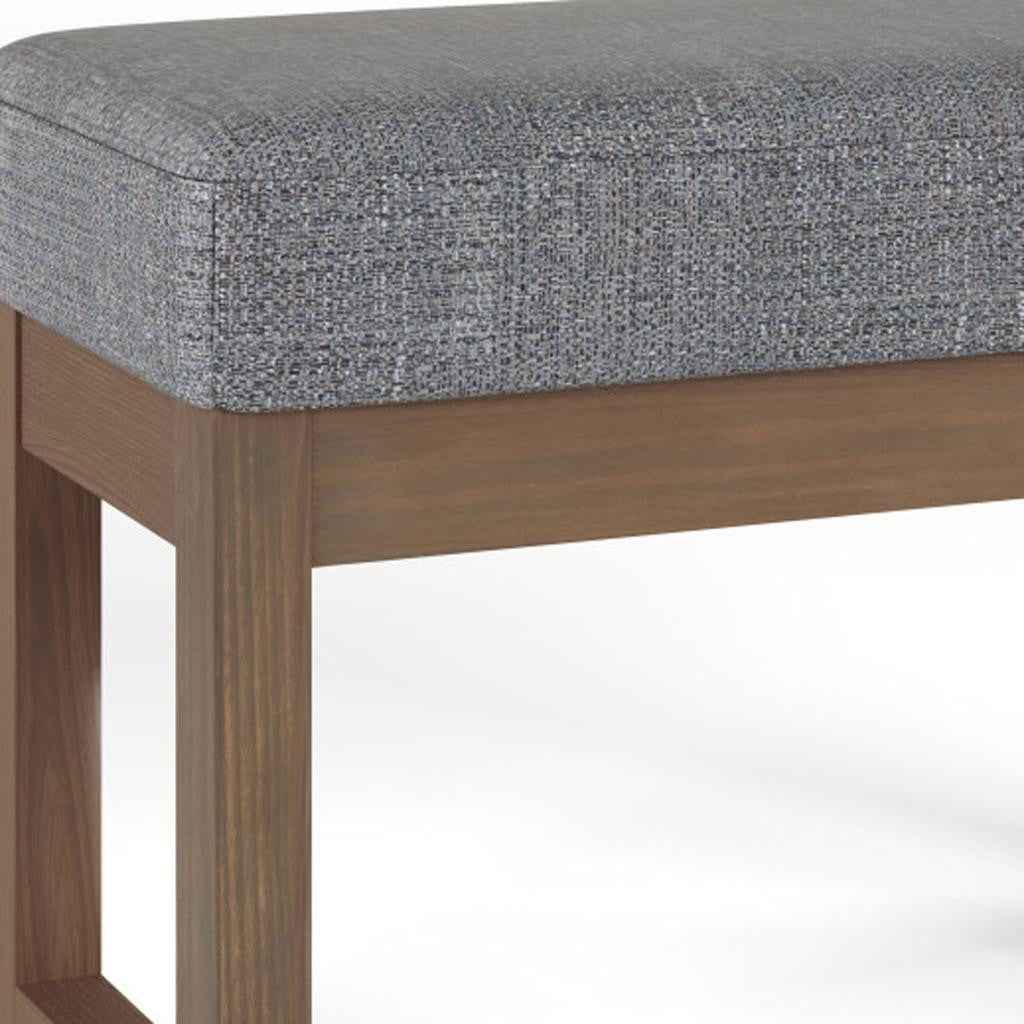 27" Gray and Brown Fabric Footstool