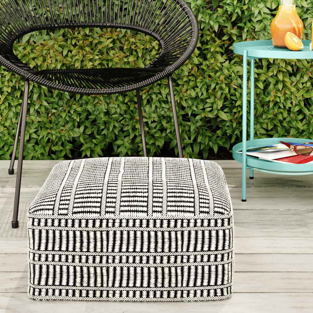 20" Black Fabric Pouf Ottoman