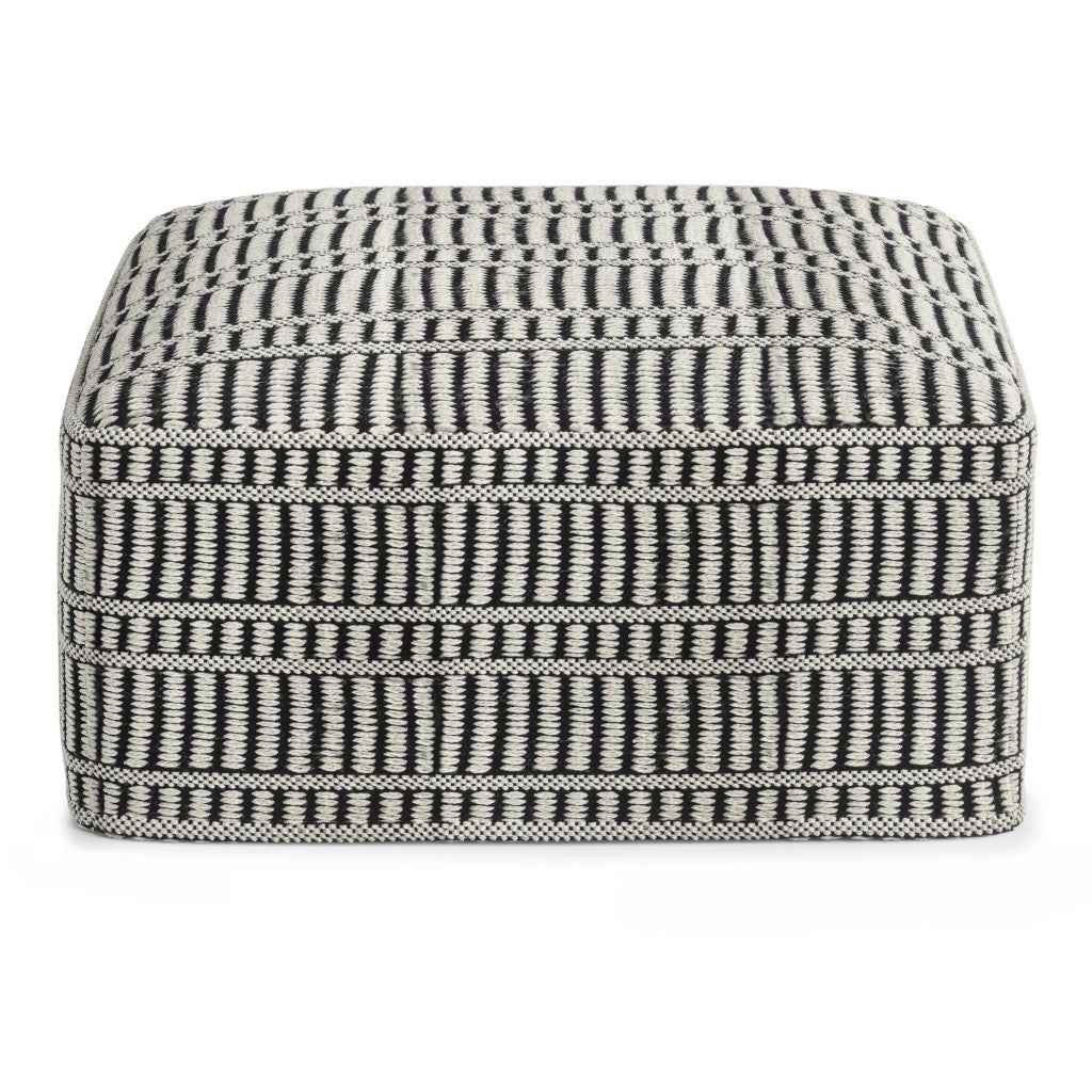 20" Black Fabric Pouf Ottoman