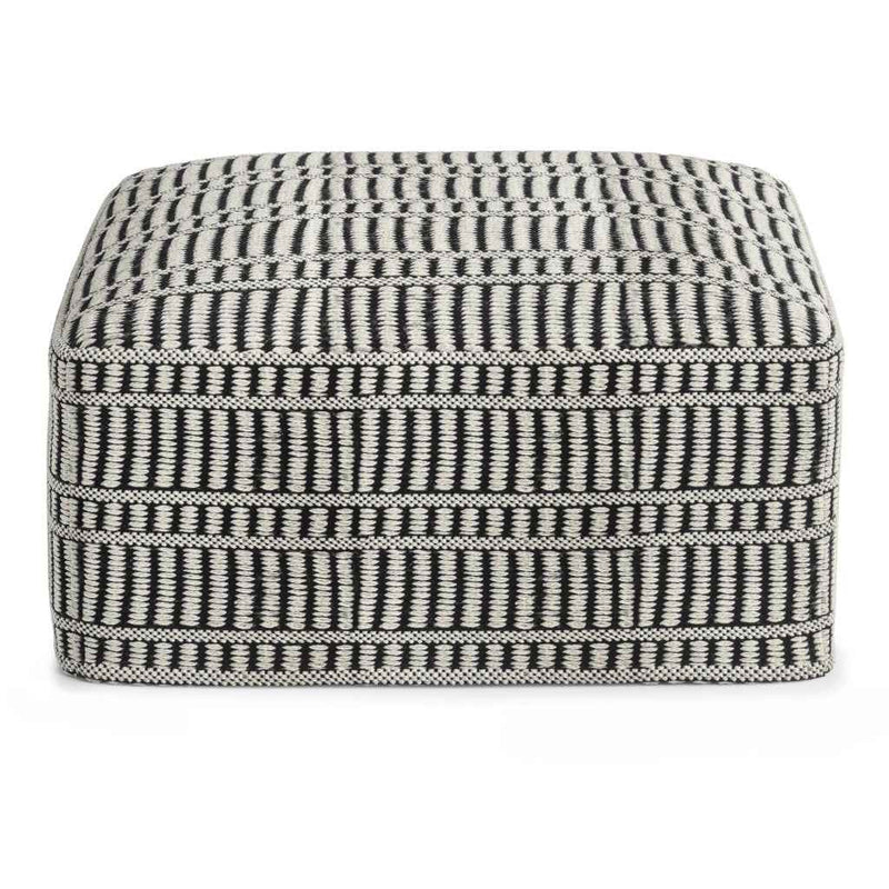 20" Black Fabric Pouf Ottoman