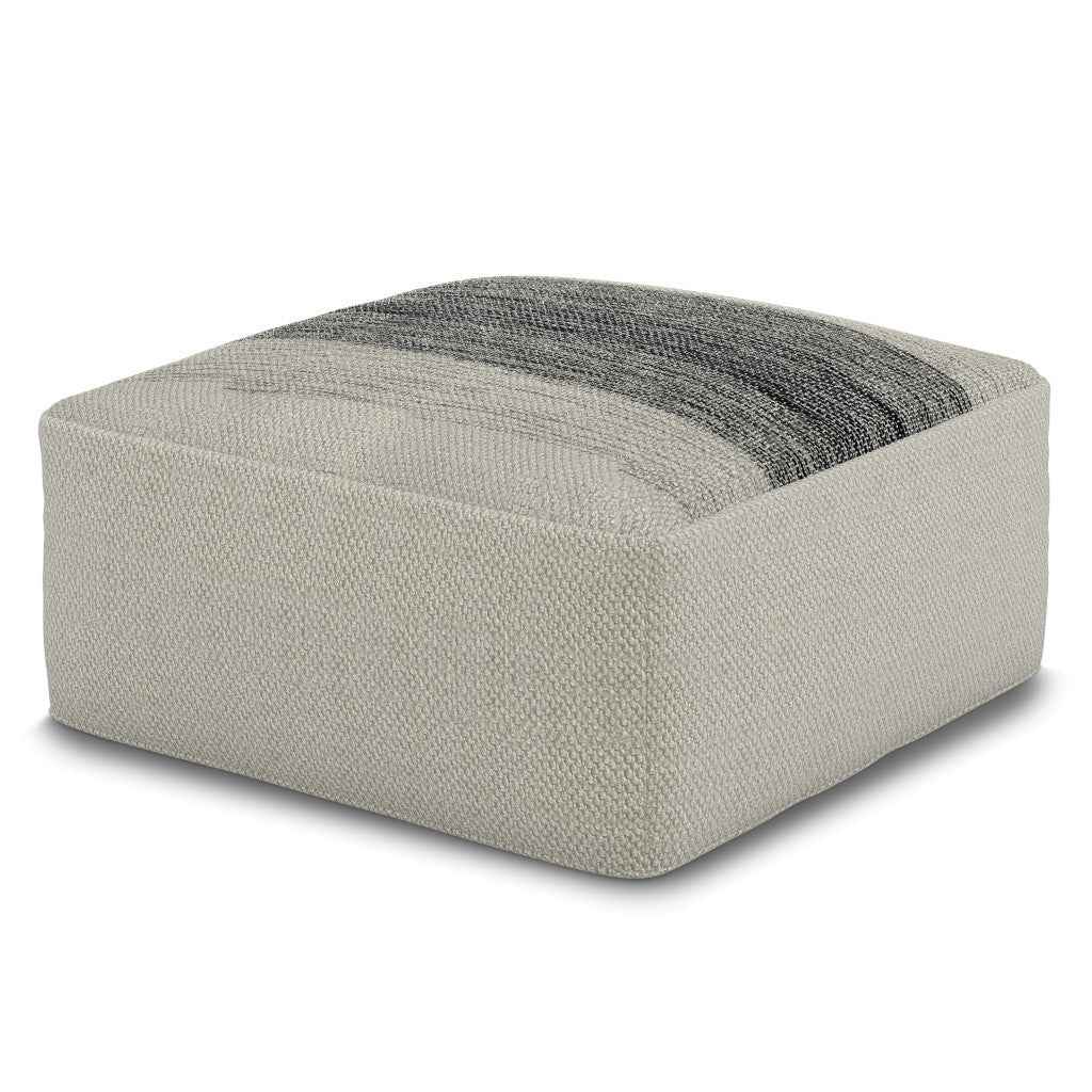 20" Gray Fabric Pouf Ottoman